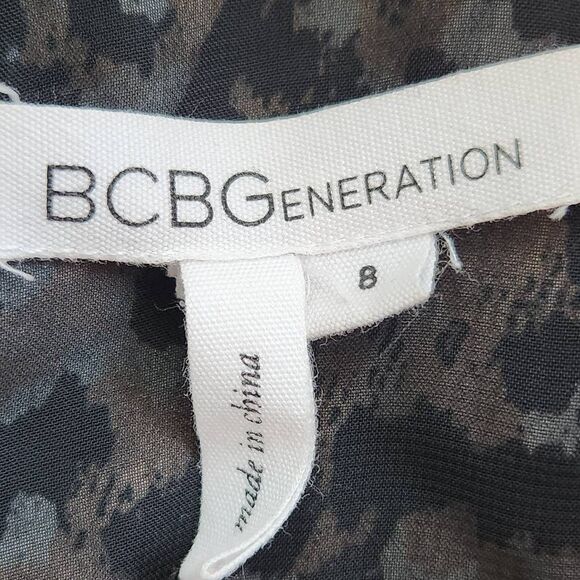 BCBGeneration Animal Print Lace-Up Back Mini Dress Size 8 Black and Tan Dress - Picture 7 of 9